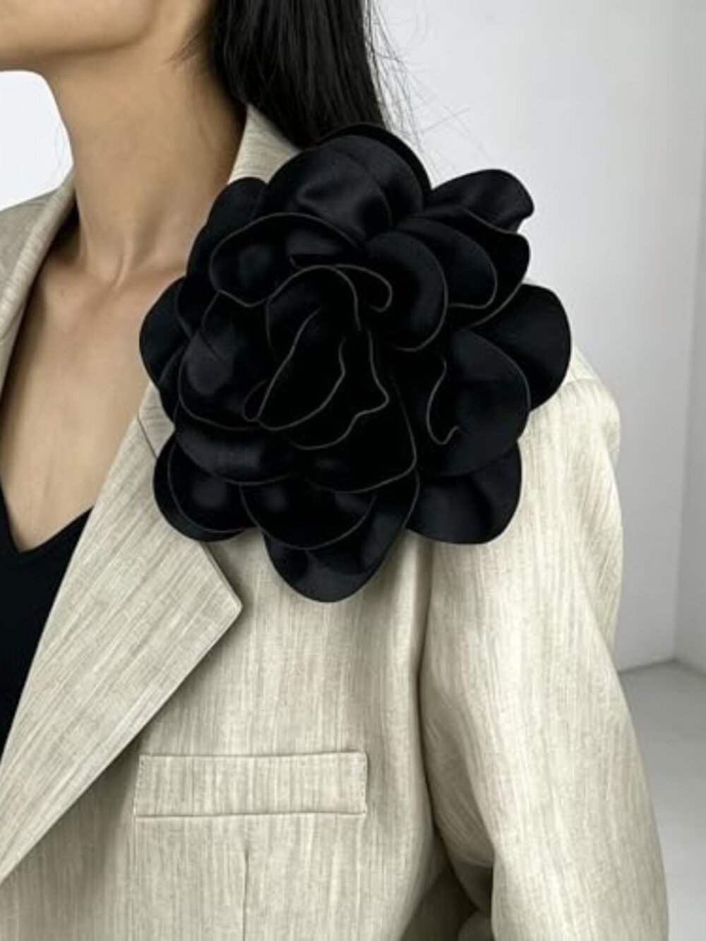 New - 20cm/7.87INDainty Satin‎ Fabric Rose Flower Brooches Elegant Camellia